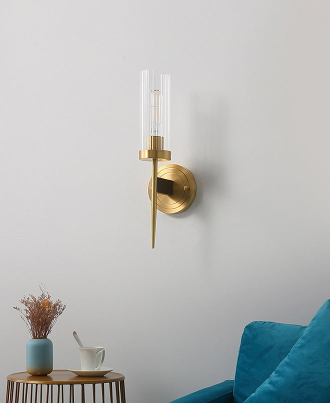 Cylindrical Clear Glass Wall Lighting Fixtures Modern Wall Mounted Light Fixture for Bedroom