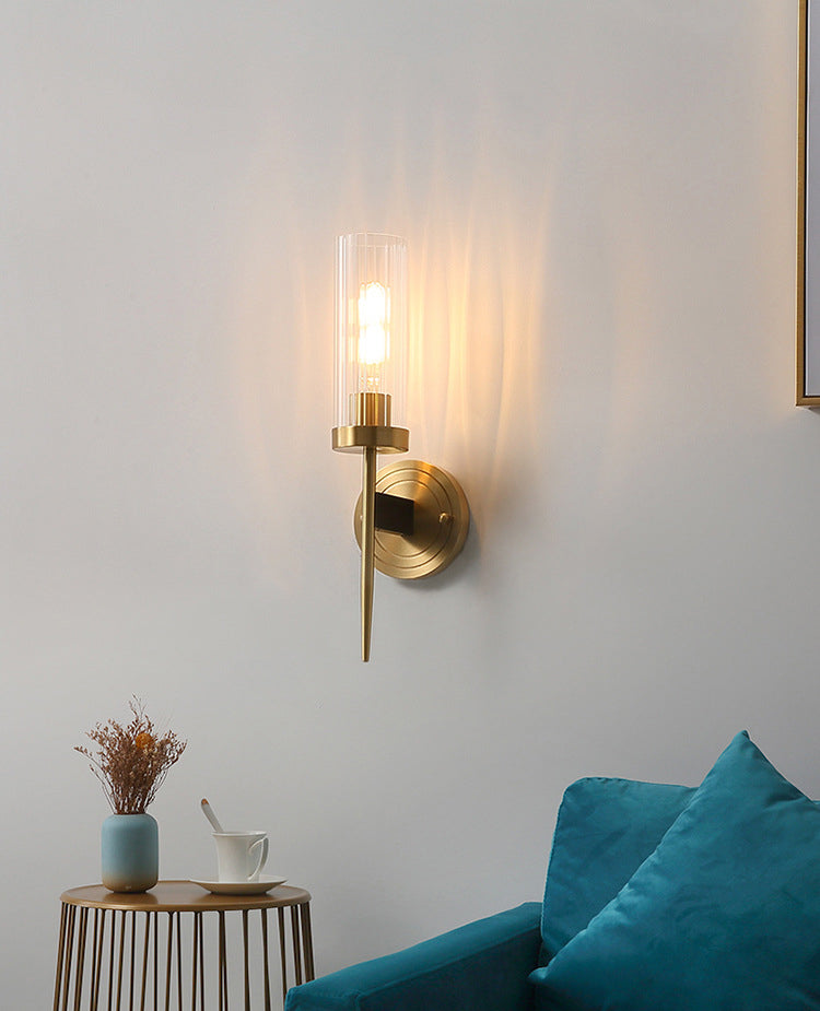 Cylindrical Clear Glass Wall Lighting Fixtures Modern Wall Mounted Light Fixture for Bedroom