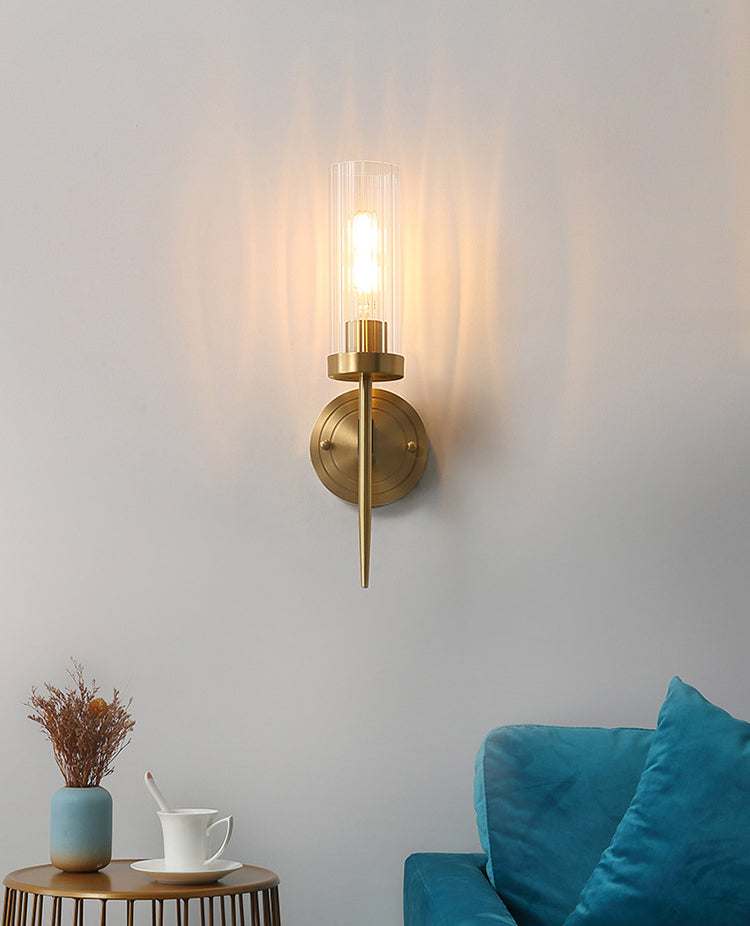 Cylindrical Clear Glass Wall Lighting Fixtures Modern Wall Mounted Light Fixture for Bedroom