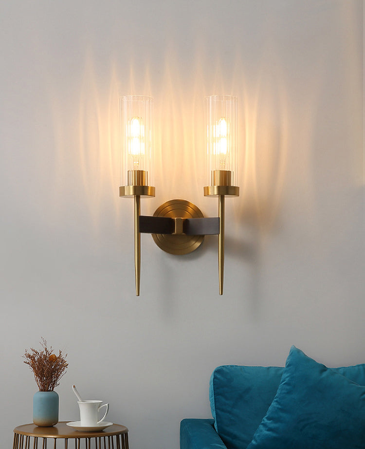 Cylindrical Clear Glass Wall Lighting Fixtures Modern Wall Mounted Light Fixture for Bedroom