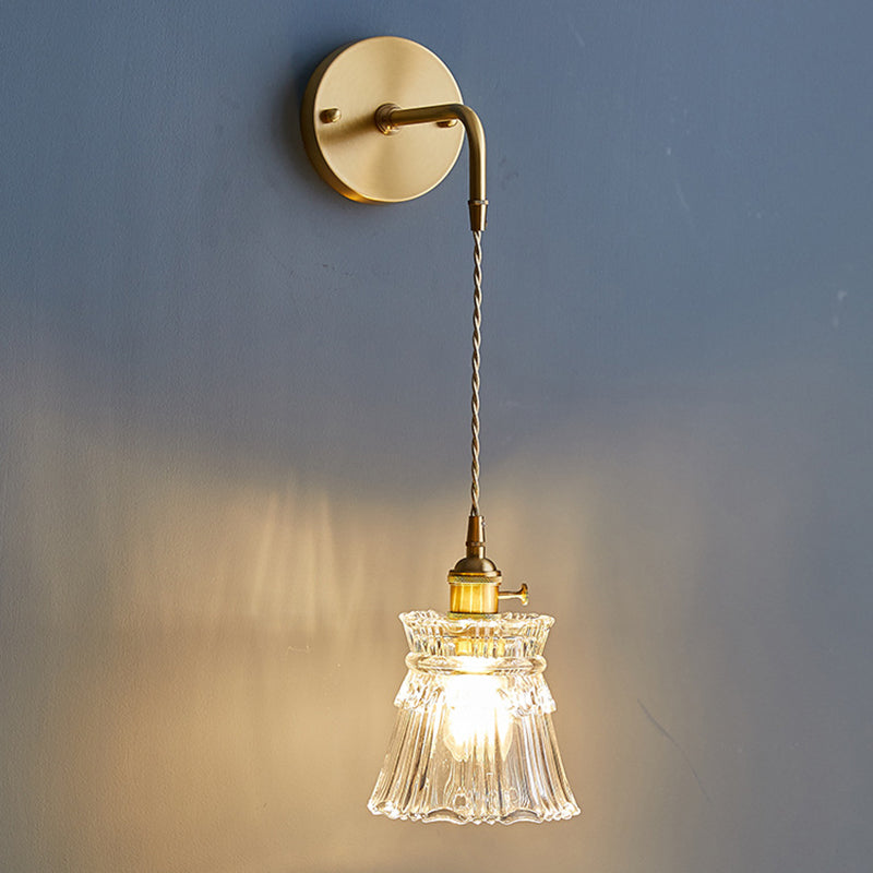 Lámparas de pared modernas de vidrio 1 lámpara de luz de pared de dormitorio ligero
