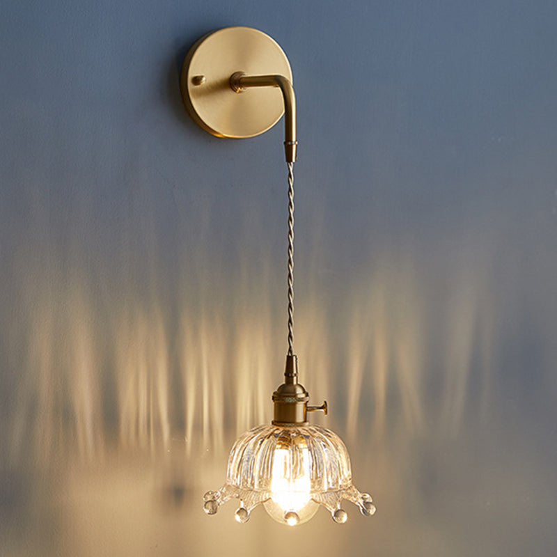 Lámparas de pared modernas de vidrio 1 lámpara de luz de pared de dormitorio ligero