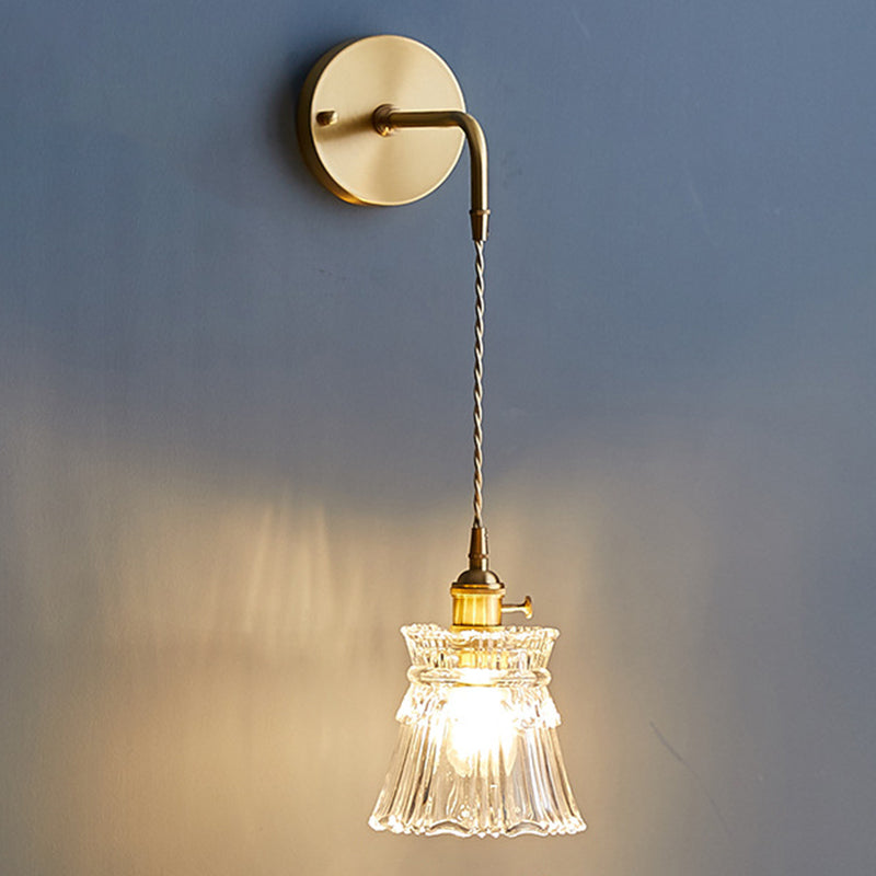 Lámparas de pared modernas de vidrio 1 lámpara de luz de pared de dormitorio ligero