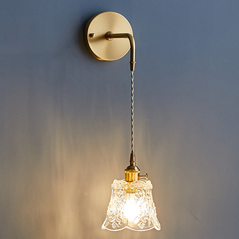 Lámparas de pared modernas de vidrio 1 lámpara de luz de pared de dormitorio ligero