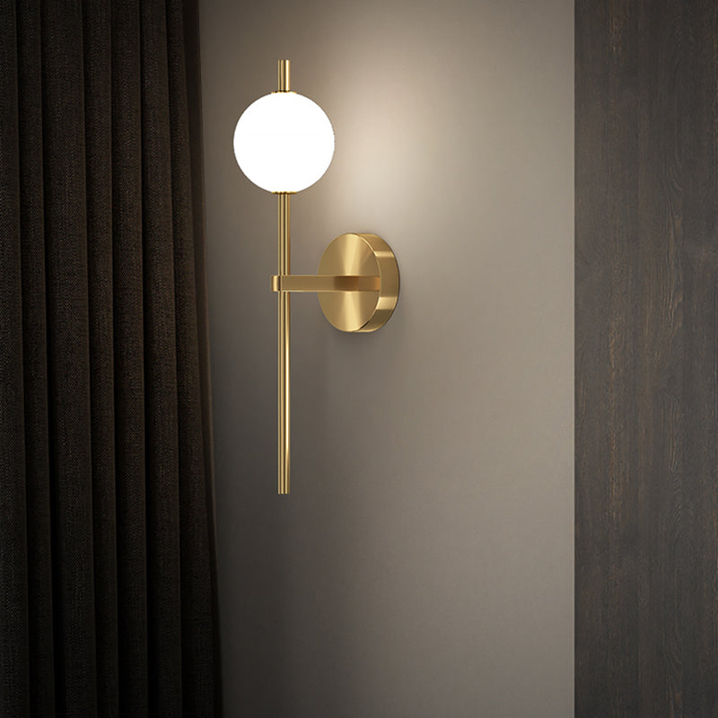Copper Gold LED Wall Sconce in Modern Minimalist Style Globe Glass Wall Lamp for Living Room
