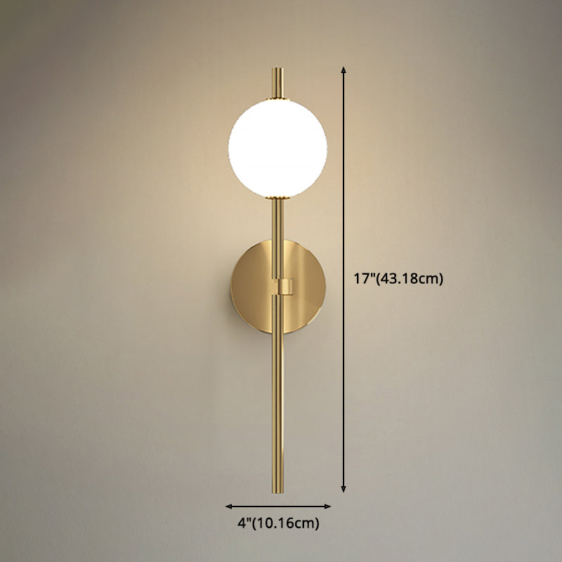 Copper Gold LED Wall Sconce in Modern Minimalist Style Globe Glass Wall Lamp for Living Room