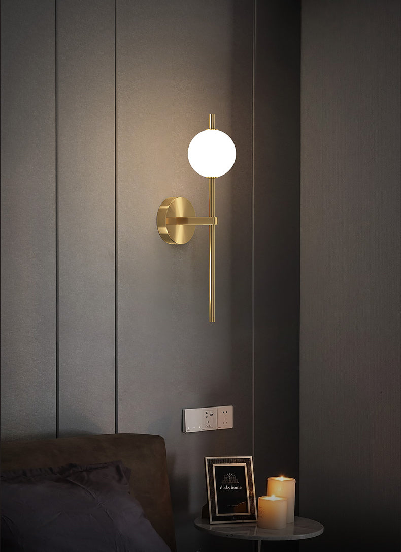 Copper Gold LED Wall Sconce in Modern Minimalist Style Globe Glass Wall Lamp for Living Room