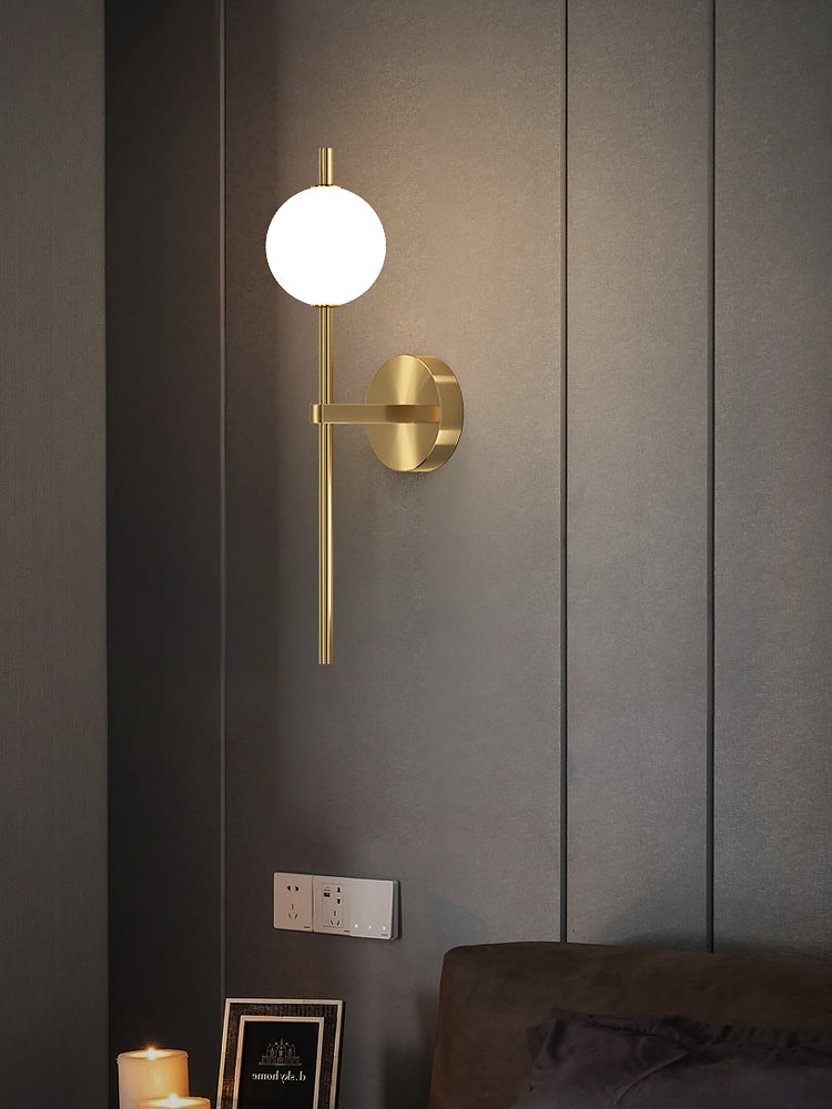 Copper Gold LED Wall Sconce in Modern Minimalist Style Globe Glass Wall Lamp for Living Room