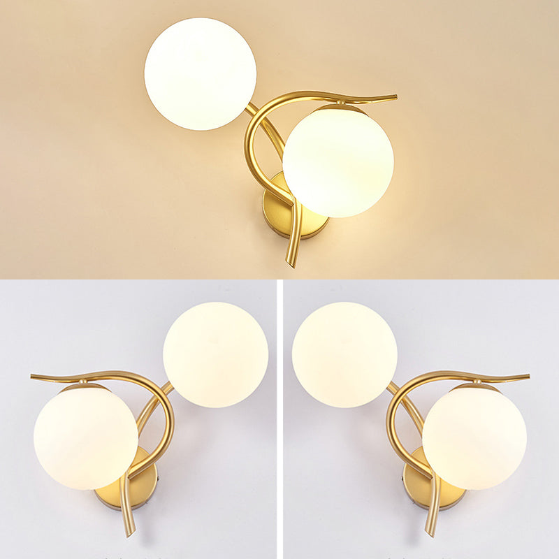 Lampada montata a parete a doppio globo in stile contemporaneo illuminazione a parete in vetro