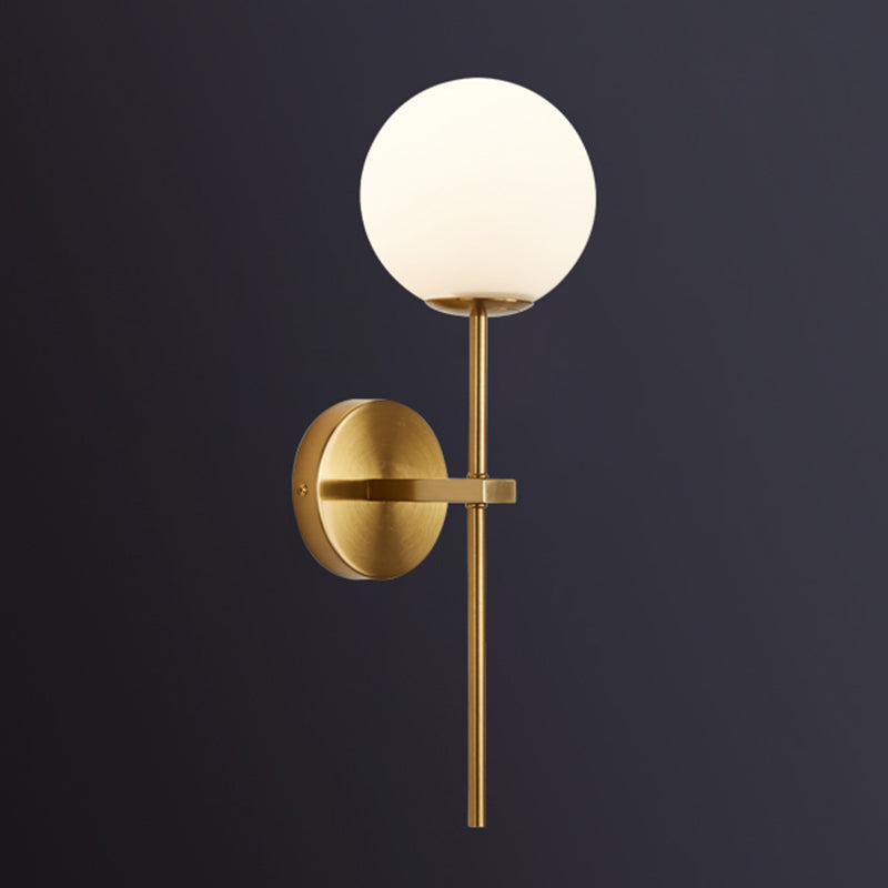 Gold 1-Light Wall Sconce in Modern Concise Style Aluminium Globe Wall Lamp with Glass Shade
