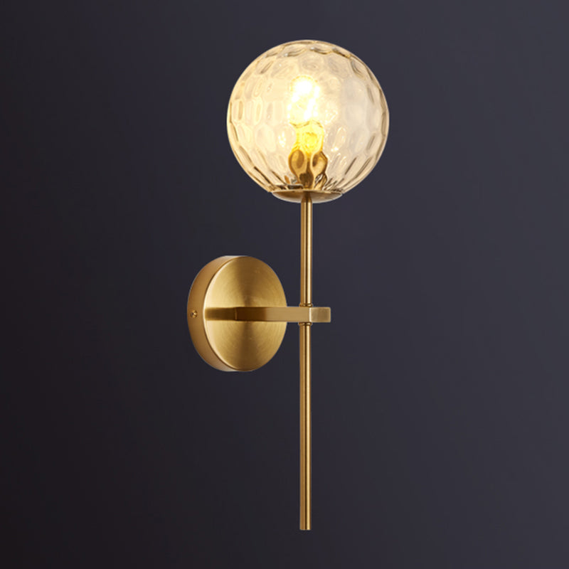 Gold 1-Light Wall Sconce in Modern Concise Style Aluminium Globe Wall Lamp with Glass Shade