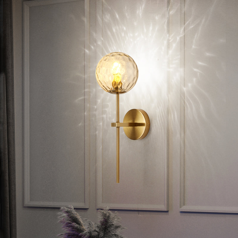 Gold 1-Light Wall Sconce in Modern Concise Style Aluminium Globe Wall Lamp with Glass Shade