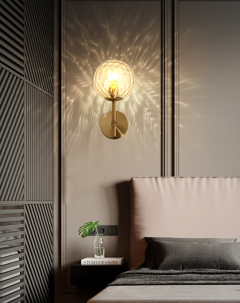 Gold 1-Light Wall Sconce in Modern Concise Style Aluminium Globe Wall Lamp with Glass Shade