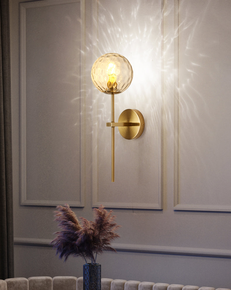 Gold 1-Light Wall Sconce in Modern Concise Style Aluminium Globe Wall Lamp with Glass Shade