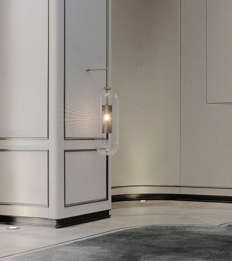 Simplicity-Style Cylindrical Wall Light Sconce Glass Bedroom Wall Lighting Fixture