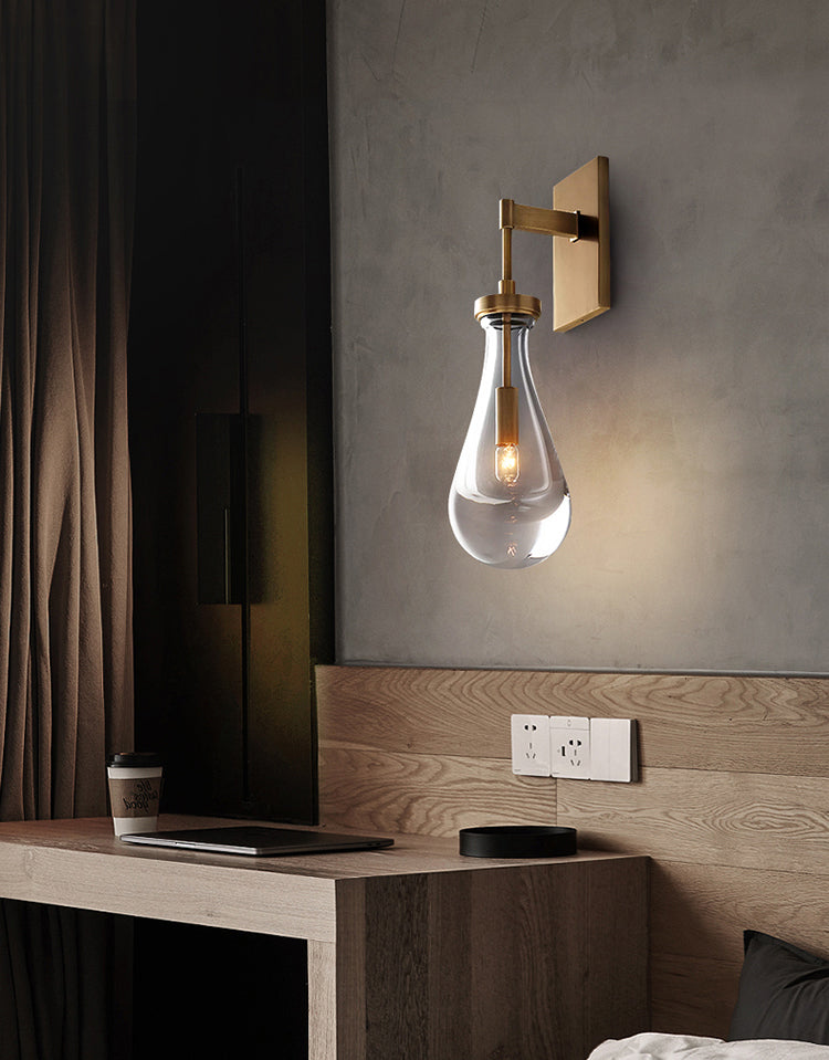 Iluminación montada en la pared de lágrima simplicidad estilo lámpara de pared de vidrio montado en la pared
