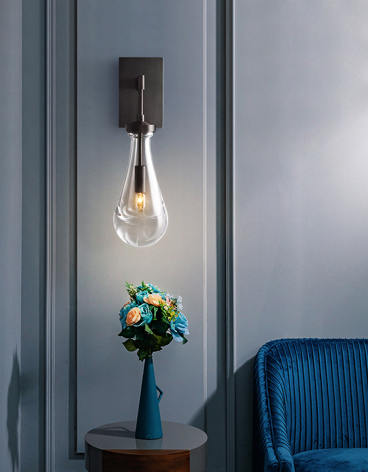 Iluminación montada en la pared de lágrima simplicidad estilo lámpara de pared de vidrio montado en la pared