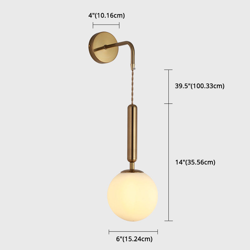 Spherical Glass Wall Mounted Lamp Minimalist Style Wall Mounted Light Fixture for Bedroom
