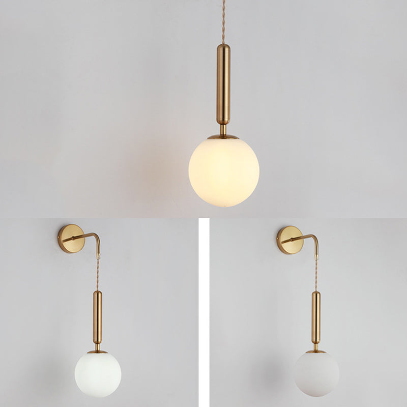 Spherical Glass Wall Mounted Lamp Minimalist Style Wall Mounted Light Fixture for Bedroom