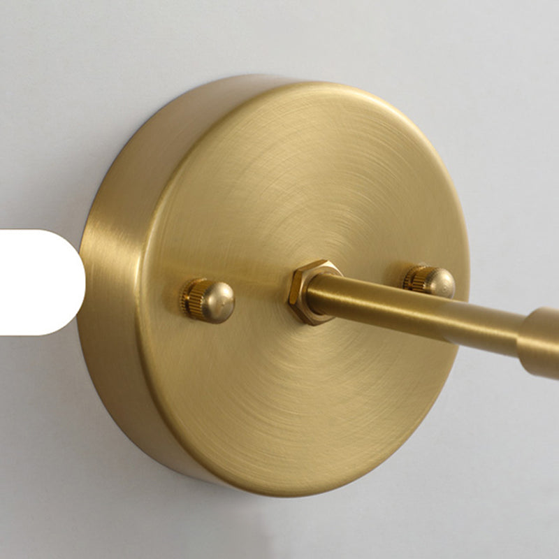Brass Contemporary Armed Wall Mounted Light Fixture 1-Light Glass Sconce Light for Bedroom