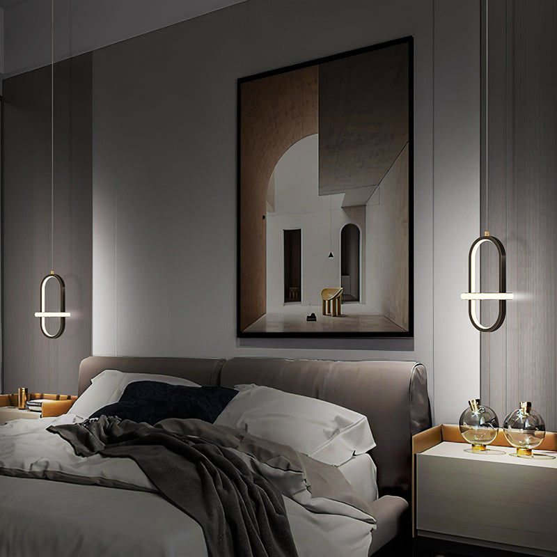 Metal Geometric Pendant Lighting Fixture Minimalist LED Pendant Ceiling Light for Bedroom