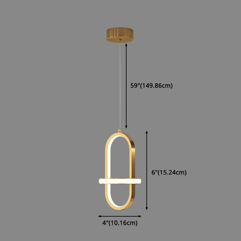 Metal Geometric Pendant Lighting Fixture Minimalist LED Pendant Ceiling Light for Bedroom