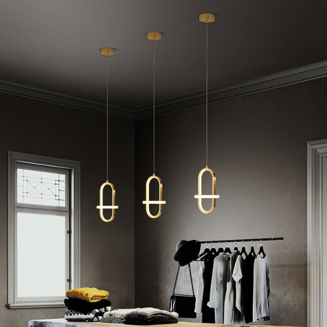 Metal Geometric Pendant Lighting Fixture Minimalist LED Pendant Ceiling Light for Bedroom