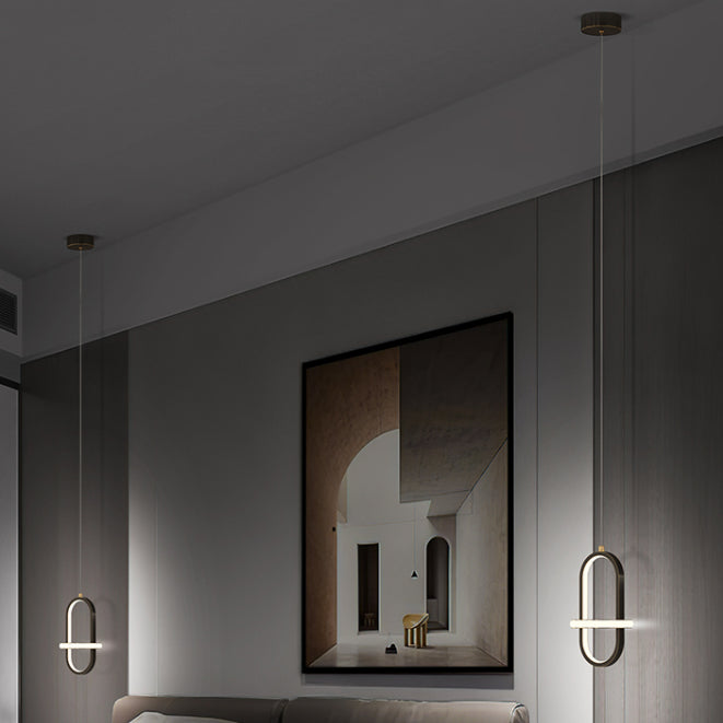 Metal Geometric Pendant Lighting Fixture Minimalist LED Pendant Ceiling Light for Bedroom