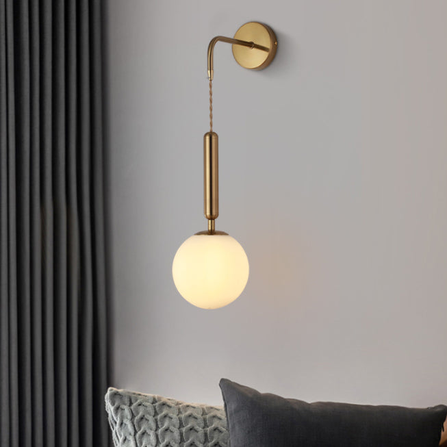 Spherical Glass Wall Mounted Lamp Minimalist Style Wall Mounted Light Fixture for Bedroom