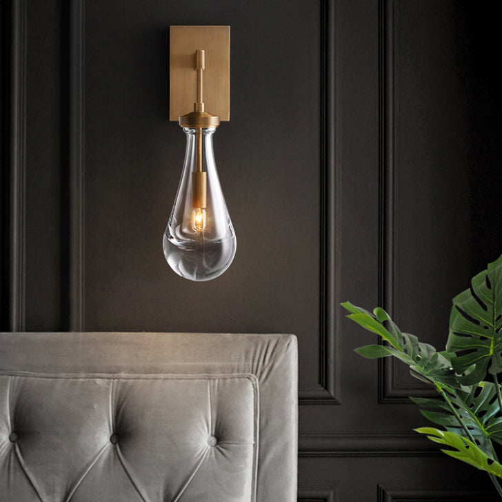 Iluminación montada en la pared de lágrima simplicidad estilo lámpara de pared de vidrio montado en la pared