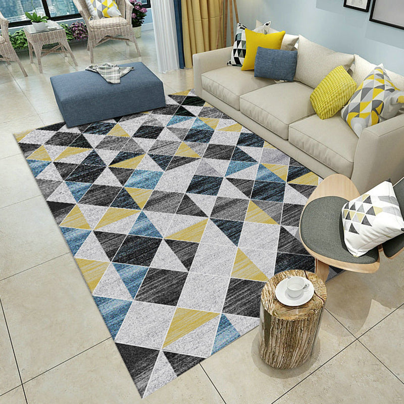 Individuality Graphic Pattern Area Rug Multicolored Modern Trendy Rug Polyester Anti-Slip Backing Carpet for Living Room