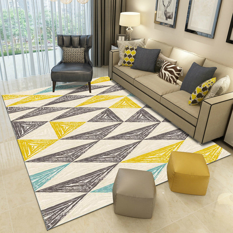 Individuality Graphic Pattern Area Rug Multicolored Modern Trendy Rug Polyester Anti-Slip Backing Carpet for Living Room