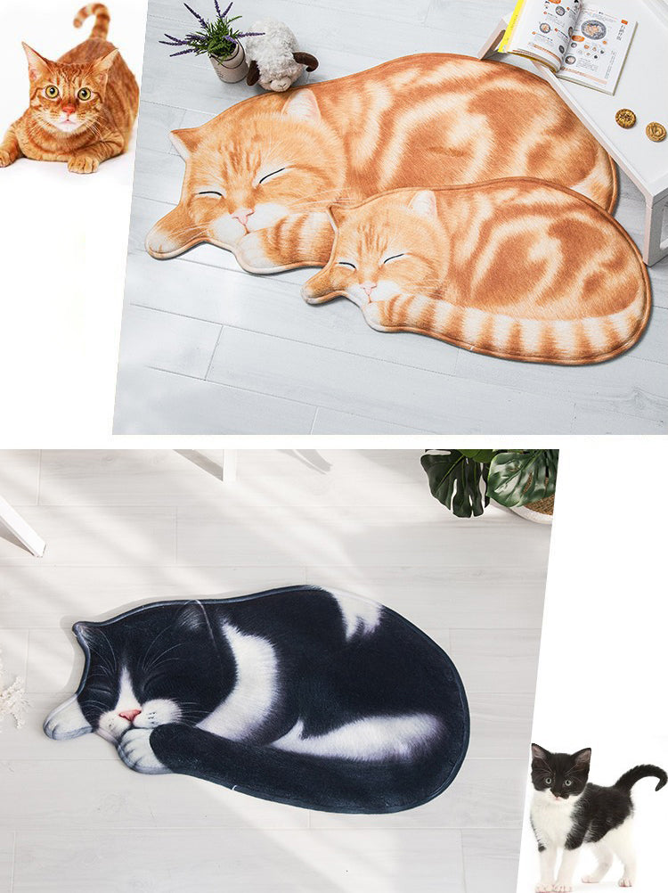Novelty Color Mixed Cats Print Rug Polyester Comfort Carpet Non-Slip Backing Indoor Rug for Living Room
