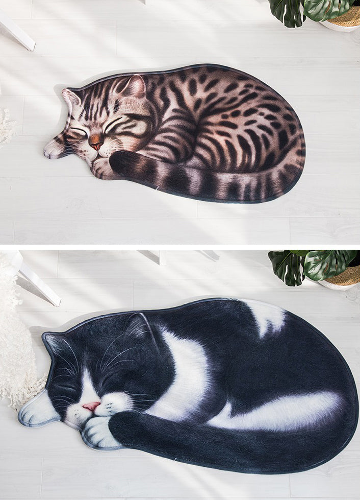 Novelty Color Mixed Cats Print Rug Polyester Comfort Carpet Non-Slip Backing Indoor Rug for Living Room