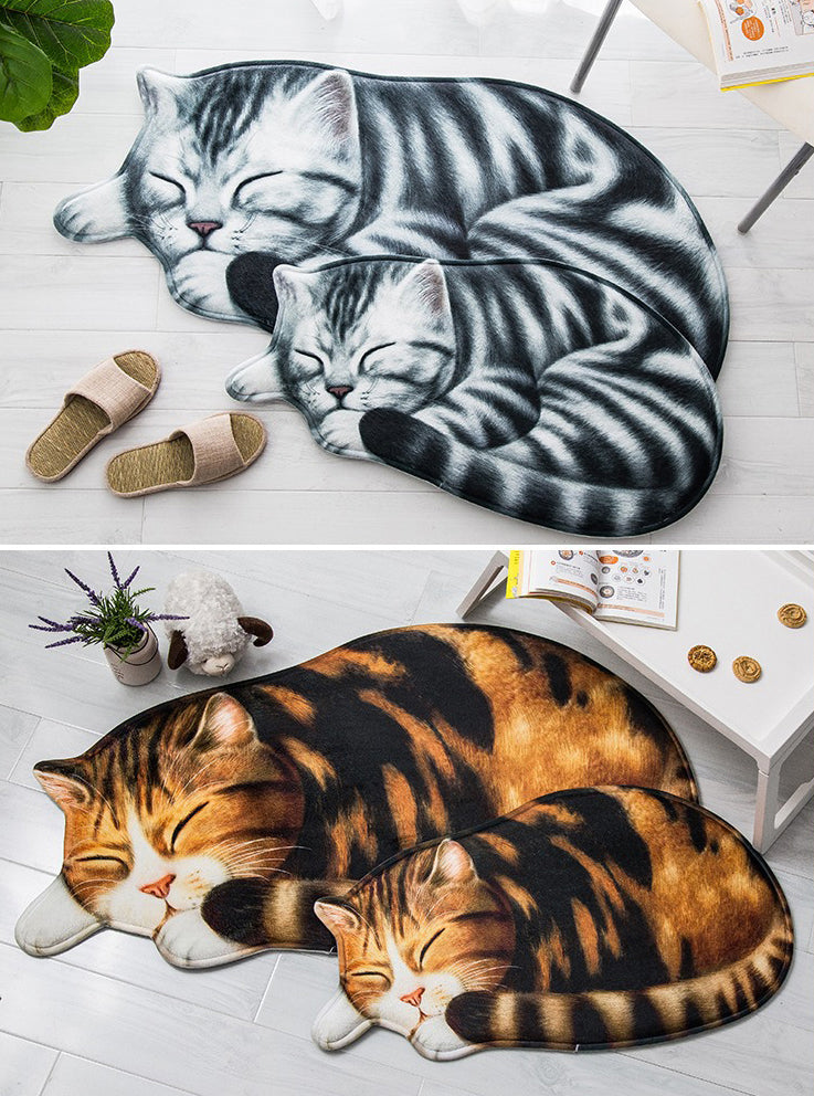 Novelty Color Mixed Cats Print Rug Polyester Comfort Carpet Non-Slip Backing Indoor Rug for Living Room