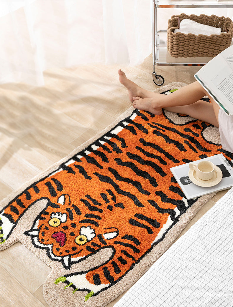 Novelty Color Mixed Modern Area Carpet Polyester Tiger Printing Indoor Rug Easy Care Carpet for Living Room