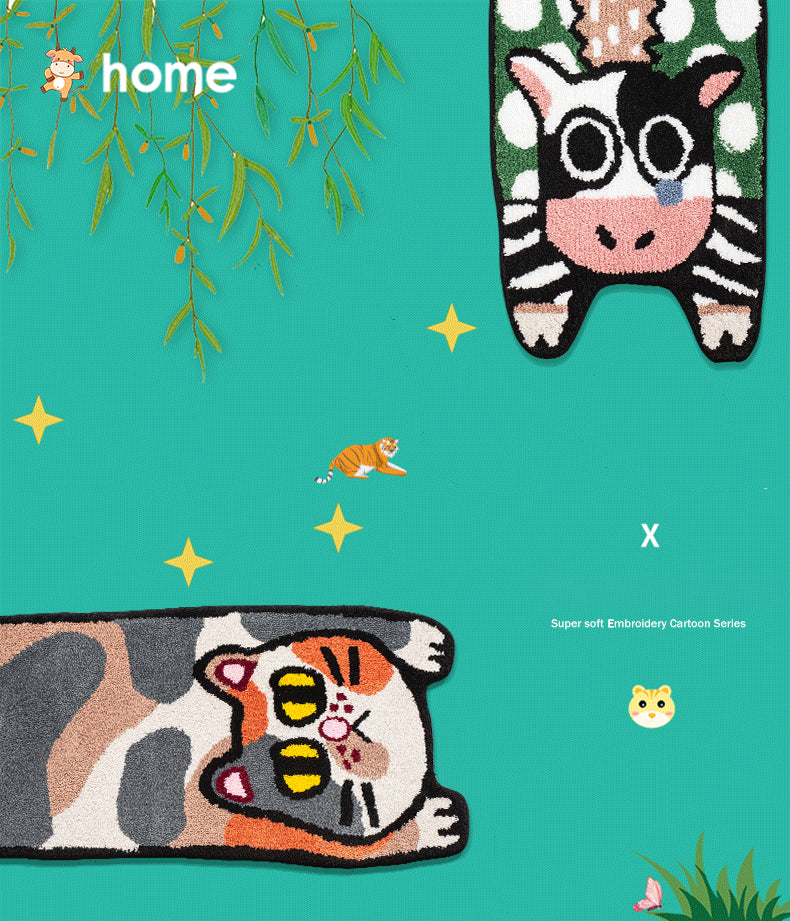 Novelty Multicolor Trendy Area Carpet Polyester Animals Print Indoor Rug Anti-Slip Backing Carpet for Living Room