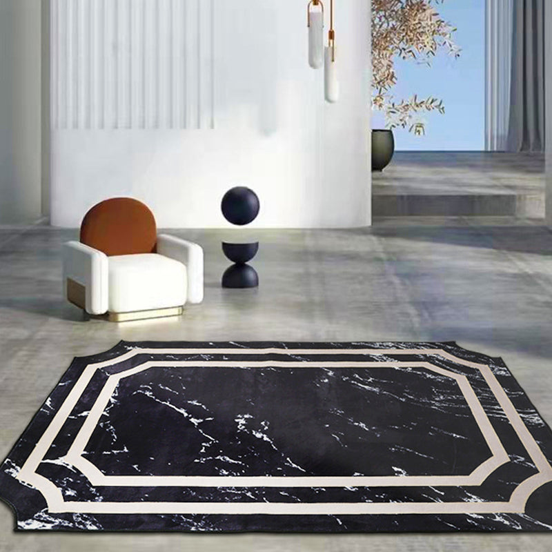 Simplicity Marble Effect Indoor Rug Novelty Shape Trendy Modern Carpet Polyester Anti-Slip Backing Carpet for Home Decoration