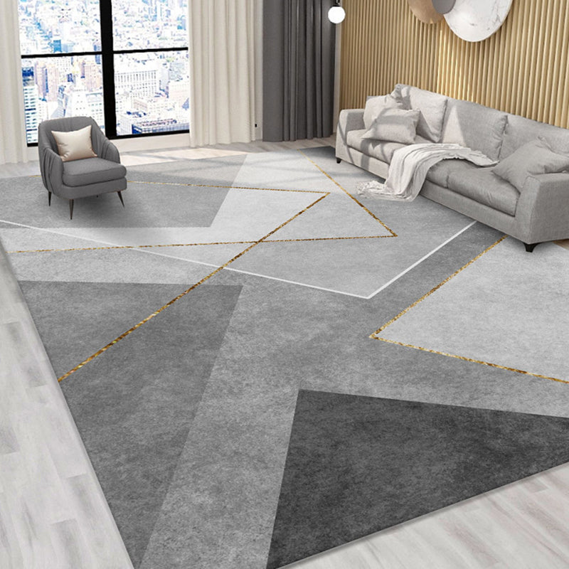 Grey Minimalist Triangle Design Rug Contemporary Stylish Polyester Area Carpet Stain Resistant Carpet for Home Decoration