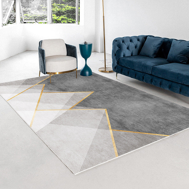 Grey Minimalist Triangle Design Rug Contemporary Stylish Polyester Area Carpet Stain Resistant Carpet for Home Decoration