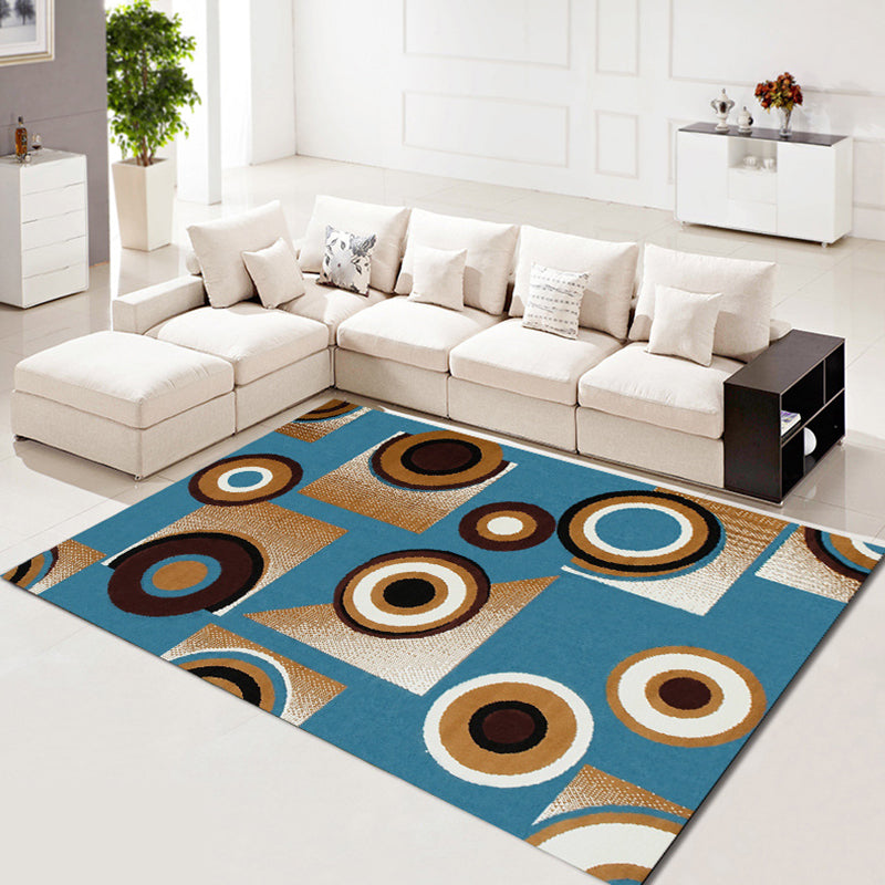 Contemporary Simplicity Rectangle Rug Trendy Geometric Printed Indoor Rug Polyester Non-Slip Backing Carpet for Living Room