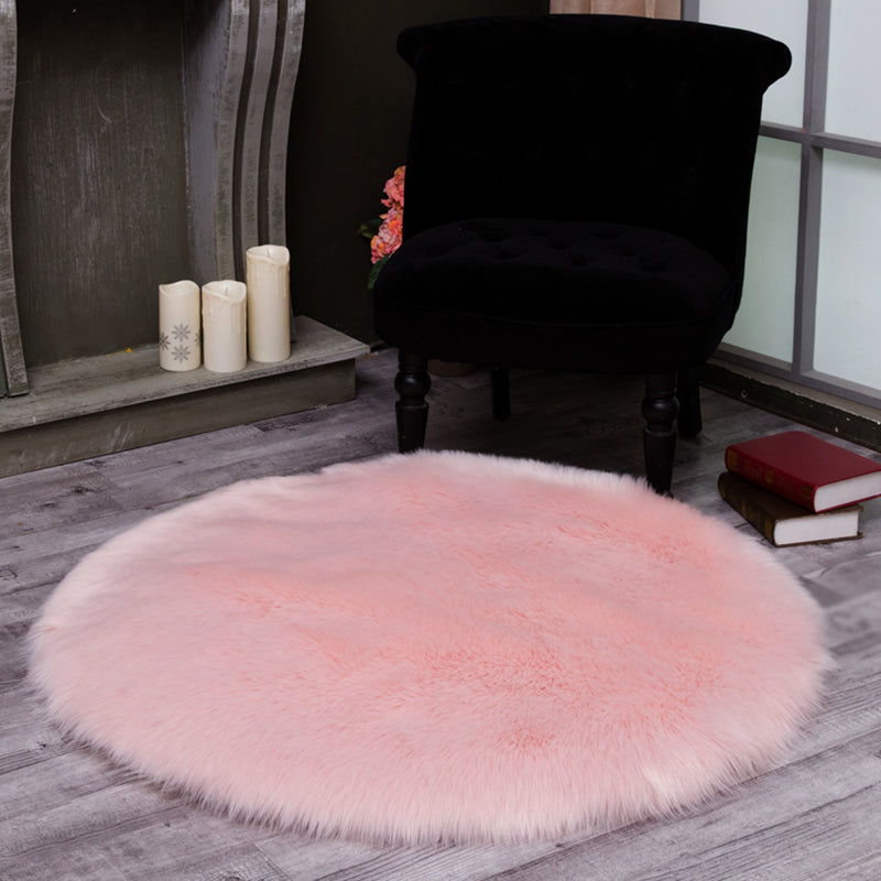 Tapis d'intérieur rond à multicolage à multicolage solide en polyester