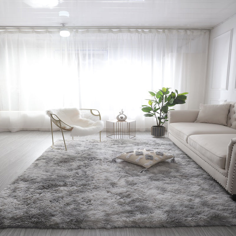 Color Mixed Living Room Carpet Casual Tie-Dye Effect Area Rug Polyester with Non-Slip Backing Rug