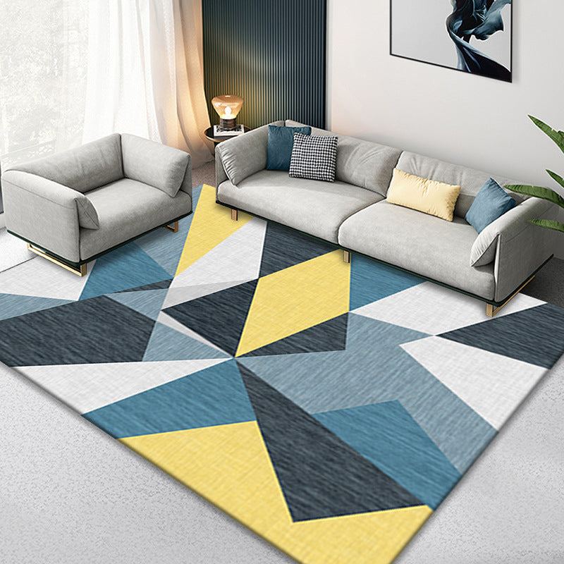 Aesthetic Triangle Design Indoor Rug Simple Contemporary Rectangle Rug Polyester Anti-Slip Backing Carpet for Home Decoration