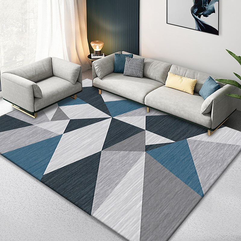 Aesthetic Triangle Design Indoor Rug Simple Contemporary Rectangle Rug Polyester Anti-Slip Backing Carpet for Home Decoration