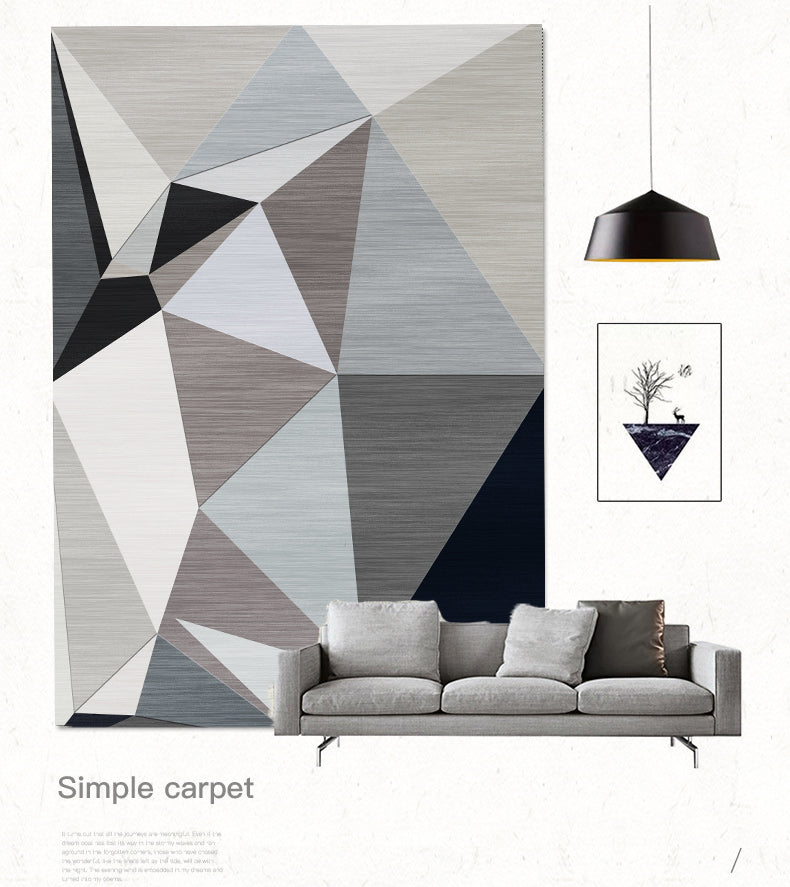 Creative Simplicity Area Rug Modern Geometric Printed Area Carpet Polyester Anti-Slip Backing Carpet for Home Decoration