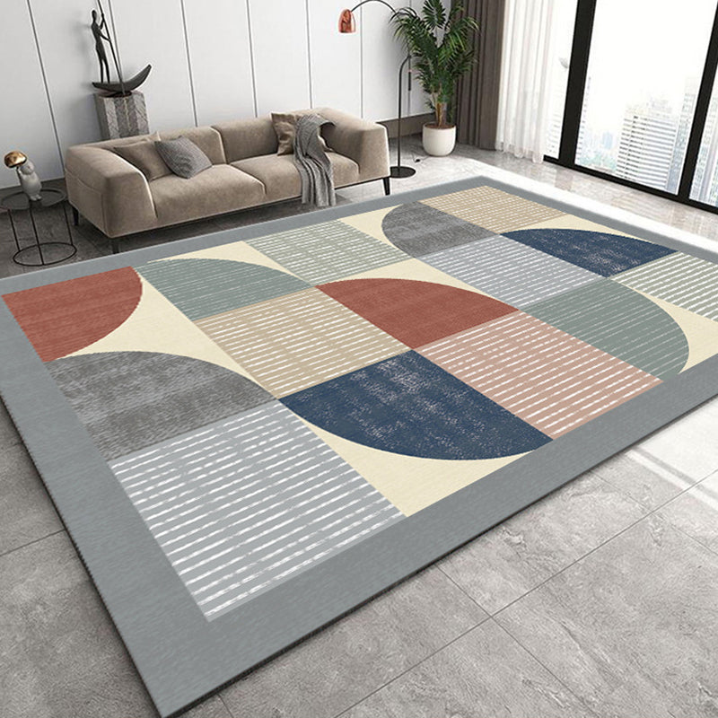 Distinctive Geometric Pattern Area Rug Simplicity Modern Indoor Carpet Polyester Non-Slip Backing Rug for Living Room