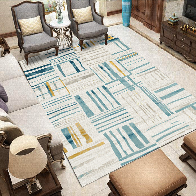 Decorative Lines Design Indoor Rug Contemporary Trendy Area Carpet Polyester Easy Care Anti-Slip Backing Rug for Living Room