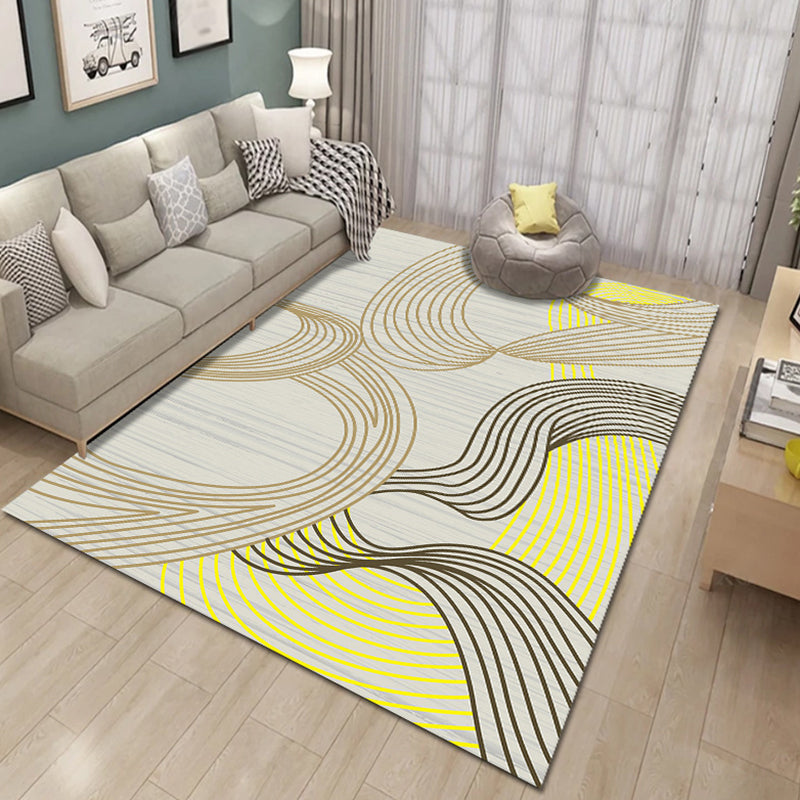 Funky Geometric Design Rectangle Rug Creative Contemporary Polyester Rug Friendly Washable Area Carpet for Living Room