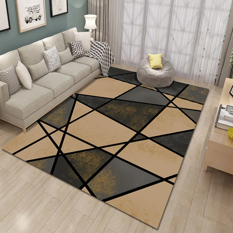 Funky Geometric Design Rectangle Rug Creative Contemporary Polyester Rug Friendly Washable Area Carpet for Living Room